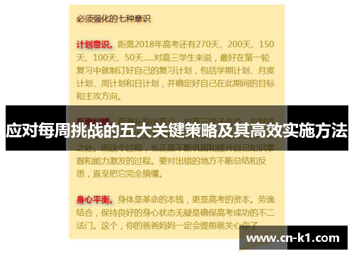 应对每周挑战的五大关键策略及其高效实施方法